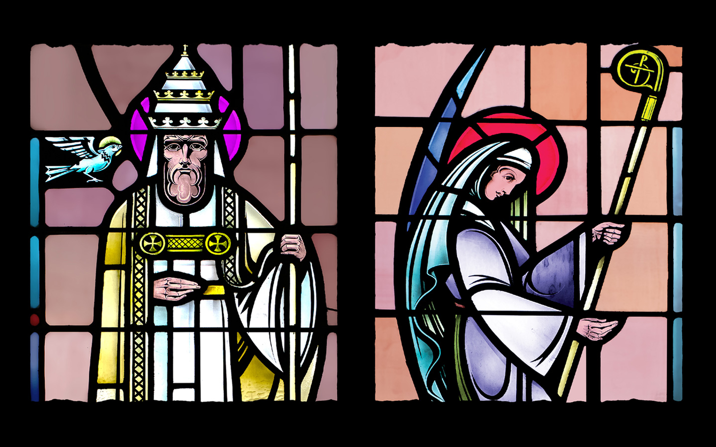 Stained glass Saints Gregory and Hilda